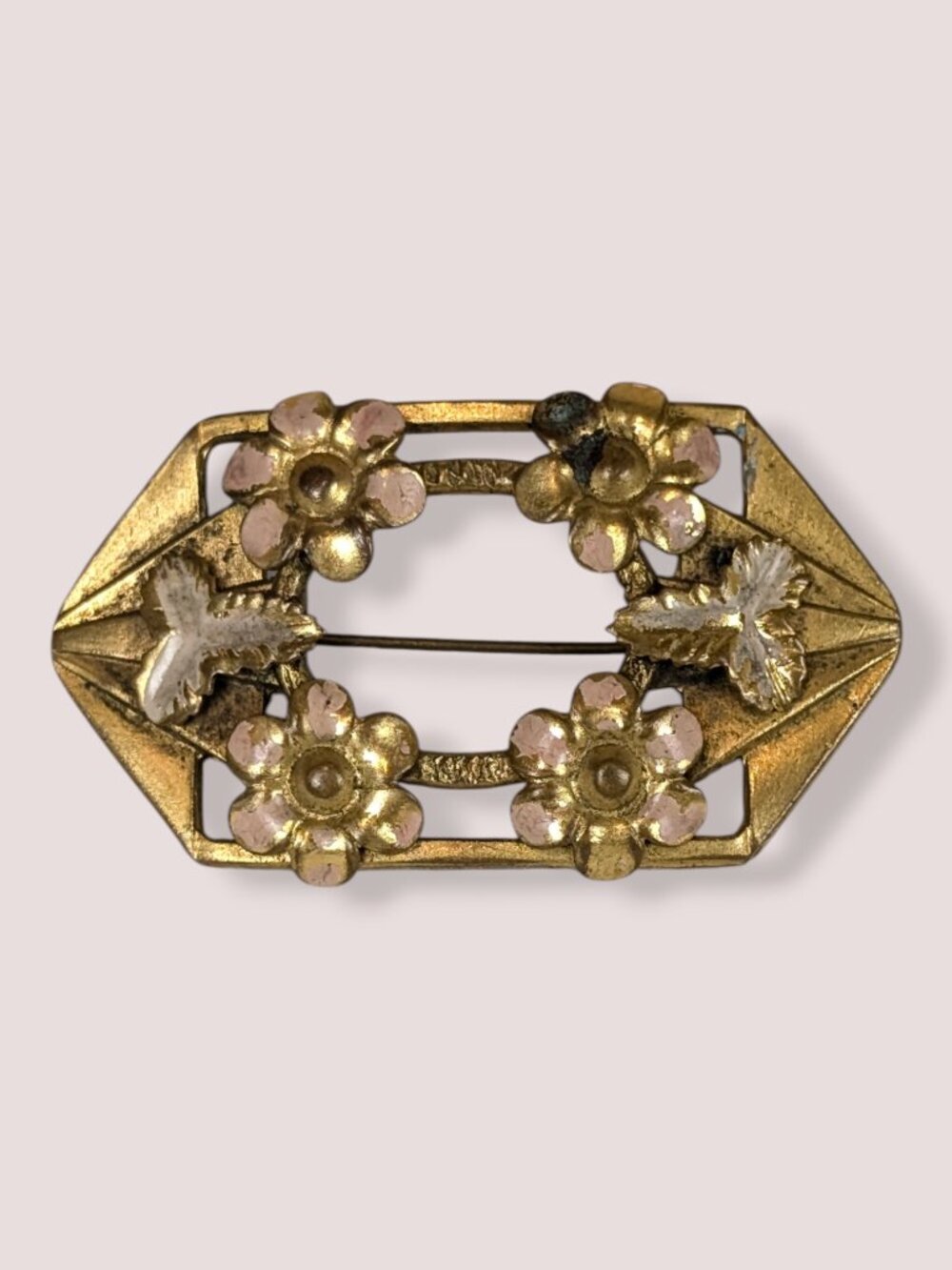 Vintage Geometric Floral Brooch